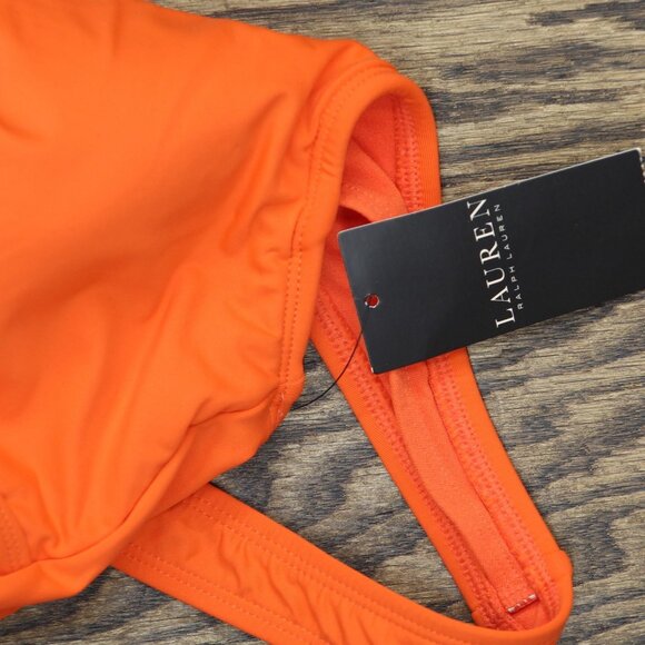 NWT Lauren Ralph Lauren Front Underwire One-Piece Swimsuit Persimmon Orange 12 - Picture 7 of 8